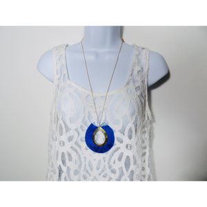 Bohemian Blue Long Tassel Necklace